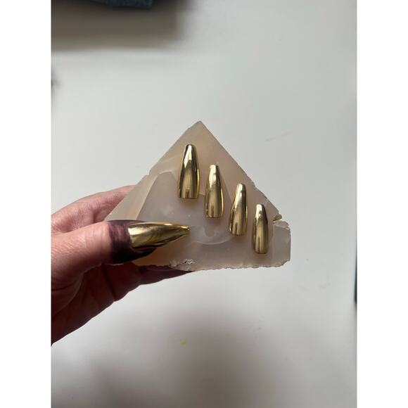 Gold Metal Brass Nails, Accessories, Custom Nails, Press Ons, Gold Jewelry - Picture 3 of 5